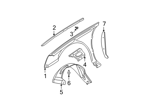 2001 Cadillac DeVille Reinforcement Assembly, Front Fender Front Lower Diagram for 25662848