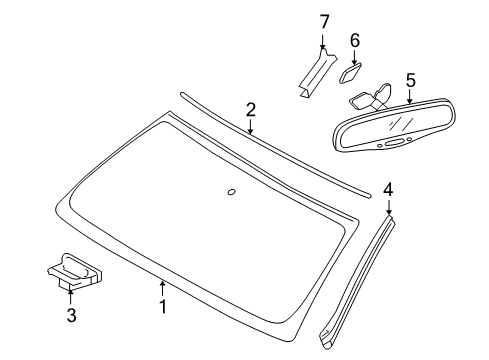 2007 GMC Sierra 1500 Classic Molding,Windshield Reveal Diagram for 15291274