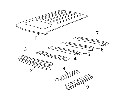 2002 Chevy Suburban 2500 Panel,Roof Front Header Diagram for 15189428