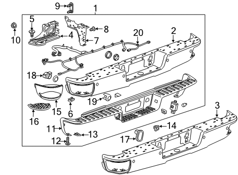 2017 GMC Sierra 1500 Harness Assembly, Rear Object Alarm Sensor Wiring Diagram for 23406458