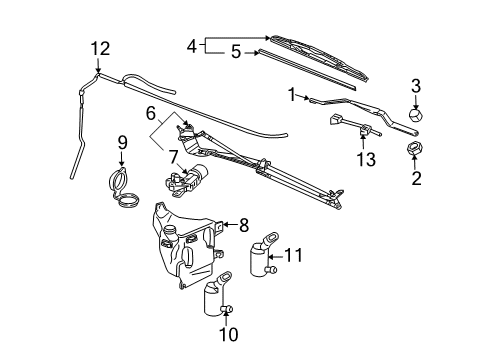 2005 Chevy Uplander Windshield - Wiper & Washer Components Diagram