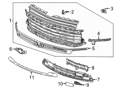 2022 Chevy Suburban Grille & Components Diagram