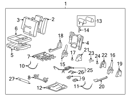 2008 Chevy Tahoe Cover Assembly, Rear Seat #2 Back Cushion Latch *Ebony Diagram for 15804493