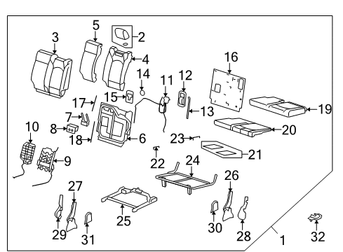 2011 Buick Enclave Cover, Rear Seat Reclining Inner Finish *Medium Cashmere Diagram for 15900373