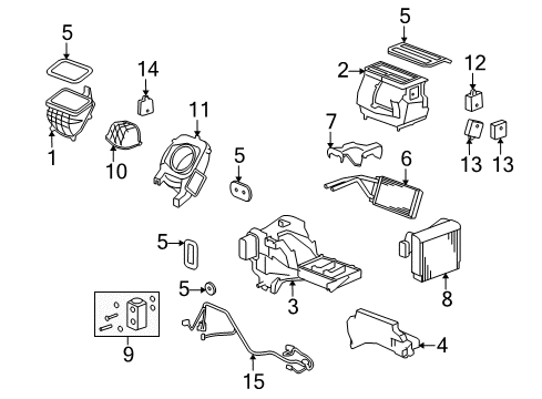 2009 Hummer H3T A/C Evaporator & Heater Components Diagram