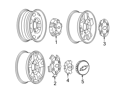 2009 Chevy Colorado Wheel Covers & Trim Diagram