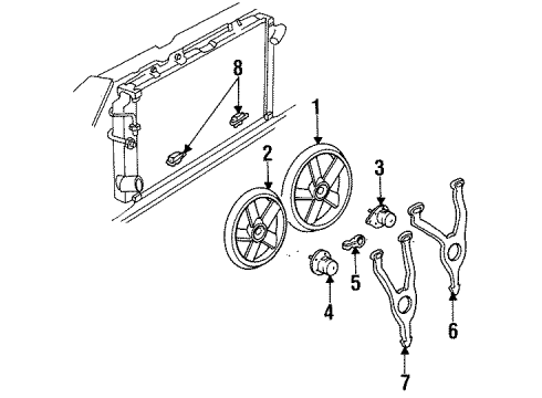 1996 Cadillac DeVille Cooling System, Radiator, Water Pump, Cooling Fan Diagram 1 - Thumbnail