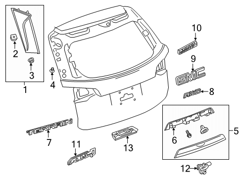 2023 GMC Terrain Plate Assembly, L/Gate Trans Na *Chrome M Diagram for 84327497