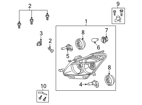 2009 Pontiac Vibe Socket,Parking & Turn Signal & Front Side Marker Lamp Diagram for 19204580