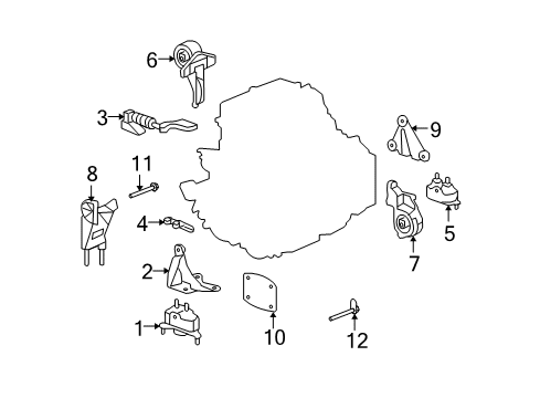 2008 Saturn Aura Bracket, Trans Mount Diagram for 22729234