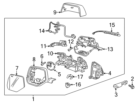 2021 Chevy Traverse Mirror, Outside Rear View (Reflector Glass & Backing Plate) Diagram for 23463296