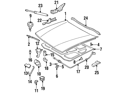 1995 Cadillac DeVille Striker, Hood Primary Latch Diagram for 10017911