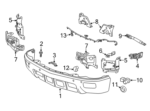 2014 Chevy Silverado 1500 Bar, Front Bumper Imp *Chrome *Chrome Diagram for 22944859