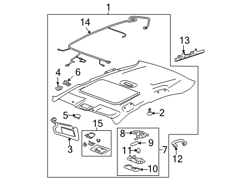 2007 Chevy Impala Panel Asm,Headlining Trim *Light Titaniu*Titanium Diagram for 19150045