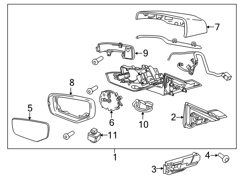 2016 Cadillac CT6 Outside Mirrors Diagram