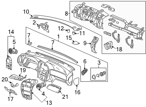 2004 Buick Rainier Insulator Assembly, Instrument Panel Diagram for 15121032