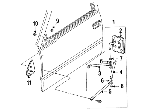 1991 Chevy K3500 Outside Mirrors Diagram 1 - Thumbnail