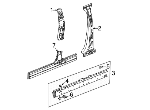 2020 Cadillac CT4 Center Pillar & Rocker Diagram