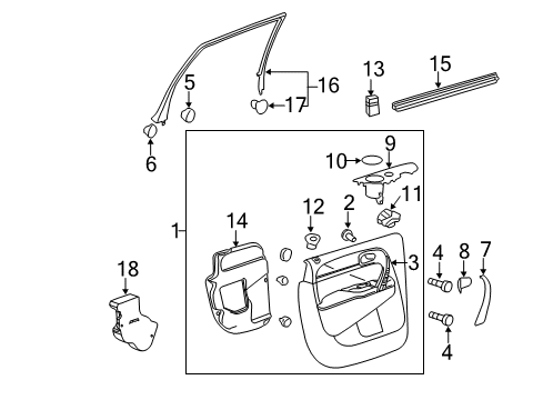 2014 Buick Enclave Trim Assembly, Rear Side Door *Mink Diagram for 23143894