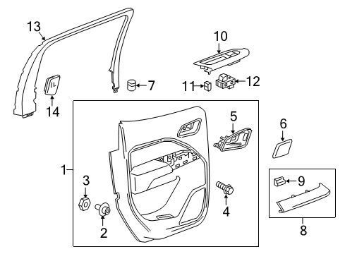 2019 GMC Canyon Interior Trim - Rear Door Diagram 1 - Thumbnail