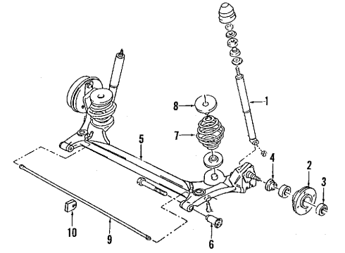 1990 Pontiac LeMans Rear Shock Absorber Assembly(W/Mounting Parts)(Identify "Tg")(F40) Diagram for 90272593