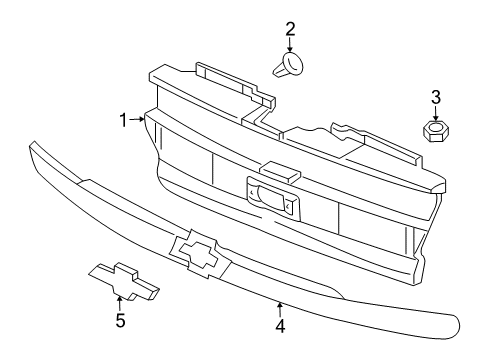 2003 Chevy Trailblazer Grille & Components Diagram