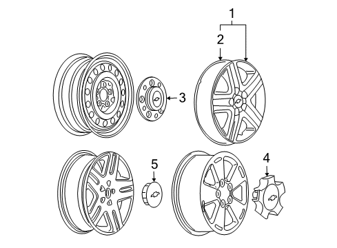 2007 Chevy Impala Wheel Covers & Trim Diagram