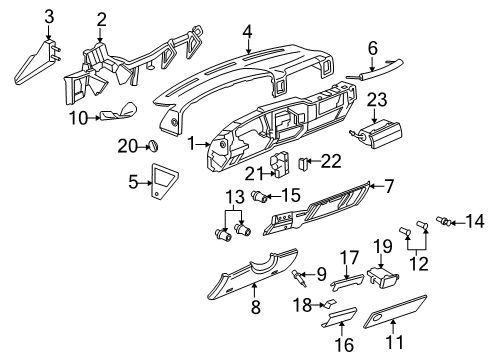 2004 Cadillac Escalade EXT Panel Assembly, Instrument Panel Upper Trim (W/ Windshield Defroster Nozzle G*Neutral Diagram for 10368887