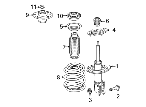 2009 Chevy Equinox Struts & Components - Front Diagram