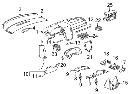 2006 Saturn Relay Plate Assembly, Instrument Panel Accessory Trim *Plain Maple Diagram for 15277769