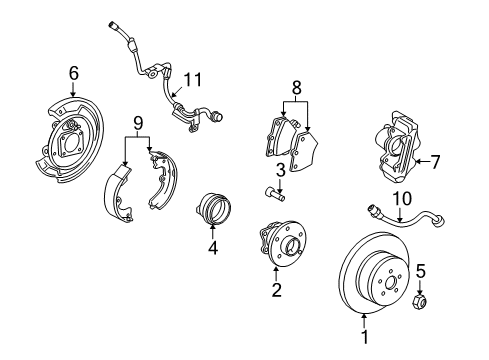 2009 Pontiac Vibe Rear Brakes Diagram 1 - Thumbnail