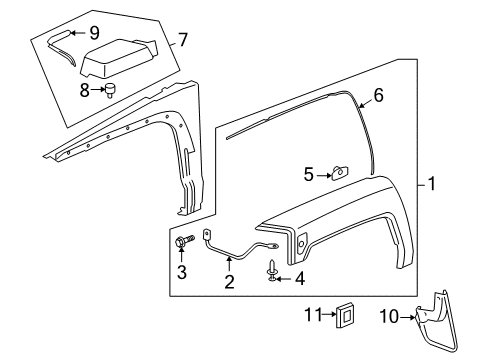 2009 Hummer H3T Exterior Trim - Fender Diagram