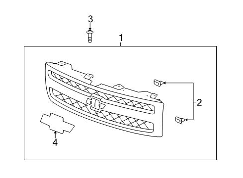 2012 Chevy Silverado 1500 Grille Assembly, Radiator *Chrome Diagram for 22849840