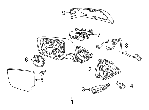 2014 Chevy Impala Mirror Assembly, Outside Rear View W/O Cover Diagram for 84269196