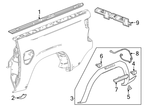 2023 GMC Canyon Exterior Trim - Pick Up Box Diagram