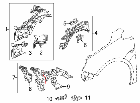 2019 Buick Cascada Rail Assembly, Front Compartment Side Diagram for 13396749