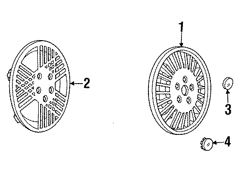 1990 Pontiac Grand Am Hub Wheel Cap *Black Metal* Diagram for 22535752