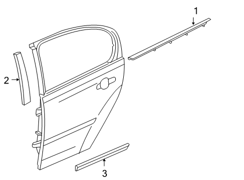 2010 Pontiac G6 Applique Assembly, Rear Side Door Window Frame Front Lh Diagram for 15233635