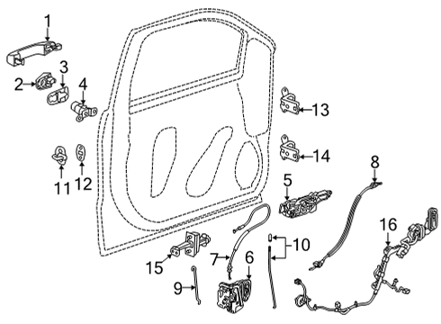 2020 Chevy Silverado 3500 HD Front Door, Body Diagram 4 - Thumbnail