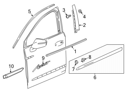 2021 Buick Enclave Exterior Trim - Front Door Diagram