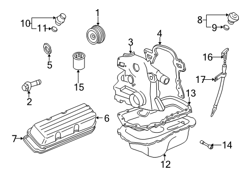 2004 Pontiac Grand Prix Engine Parts & Mounts, Timing, Lubrication System Diagram 1 - Thumbnail