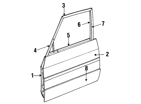 1991 Oldsmobile Custom Cruiser Front Door & Components, Exterior Trim Diagram