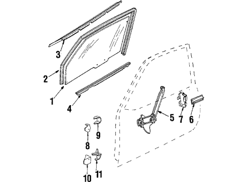 1985 Chevy Cavalier Front Door - Glass & Hardware Diagram 1 - Thumbnail