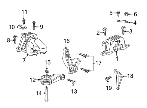 2021 Chevy Malibu Engine & Trans Mounting Diagram