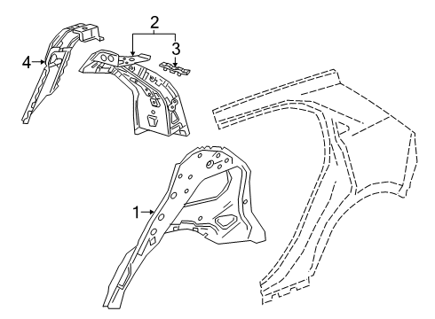 2021 Cadillac XT4 Inner Structure - Quarter Panel Diagram