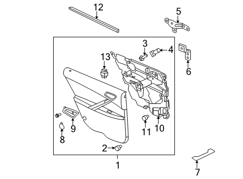 2008 Pontiac G6 Bracket Assembly, Rear Side Door Pull Handle Diagram for 22714276