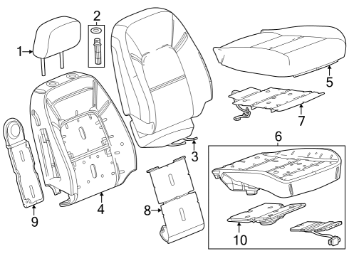 2023 Chevy Colorado Passenger Seat Components Diagram 1 - Thumbnail