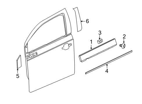 2011 Chevy Volt Molding,Front Side Door Window Belt Reveal Diagram for 22884395