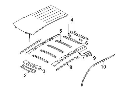 2006 Buick Terraza Panel Asm,Roof Rear Header Diagram for 88980800