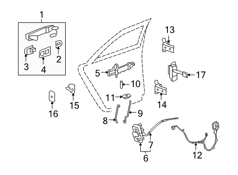 2014 Cadillac CTS Rear Door - Lock & Hardware Diagram 3 - Thumbnail